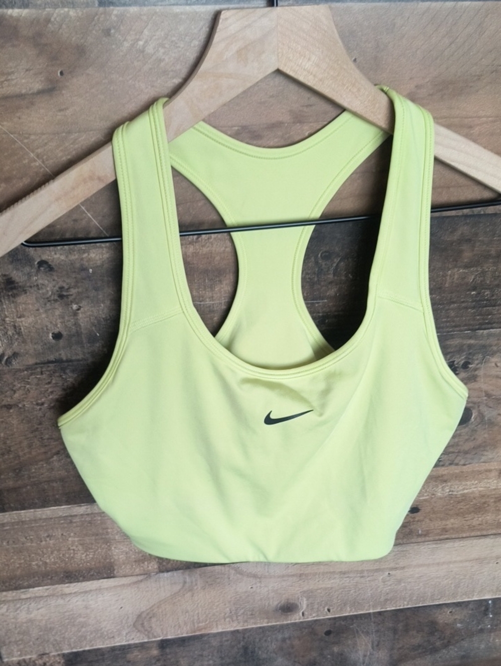 Nike Lime Green Swoosh Medium Support Razorback Sports Bra Sz Large Women
